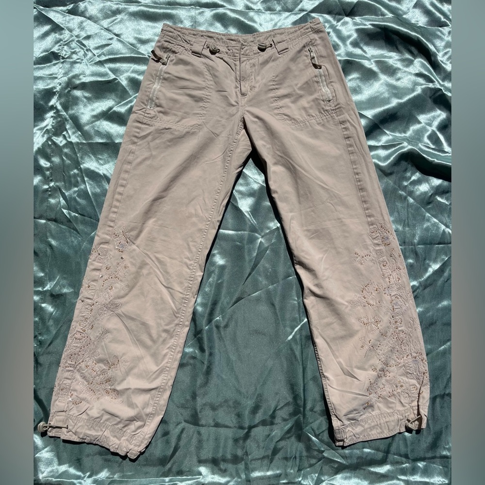 Y2K Arizona Size 3 Khaki Color Hiking Pants Embroidered